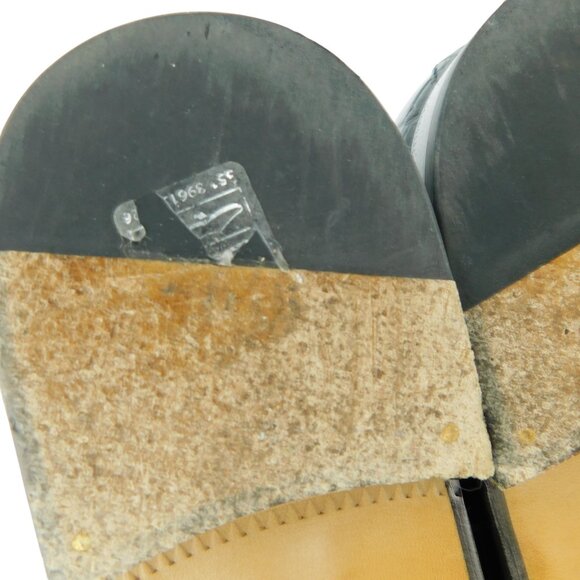 GUCCI Black Crocodile Leather Logo Heel Oxfords Shoes 8 UK - Picture 9 of 11